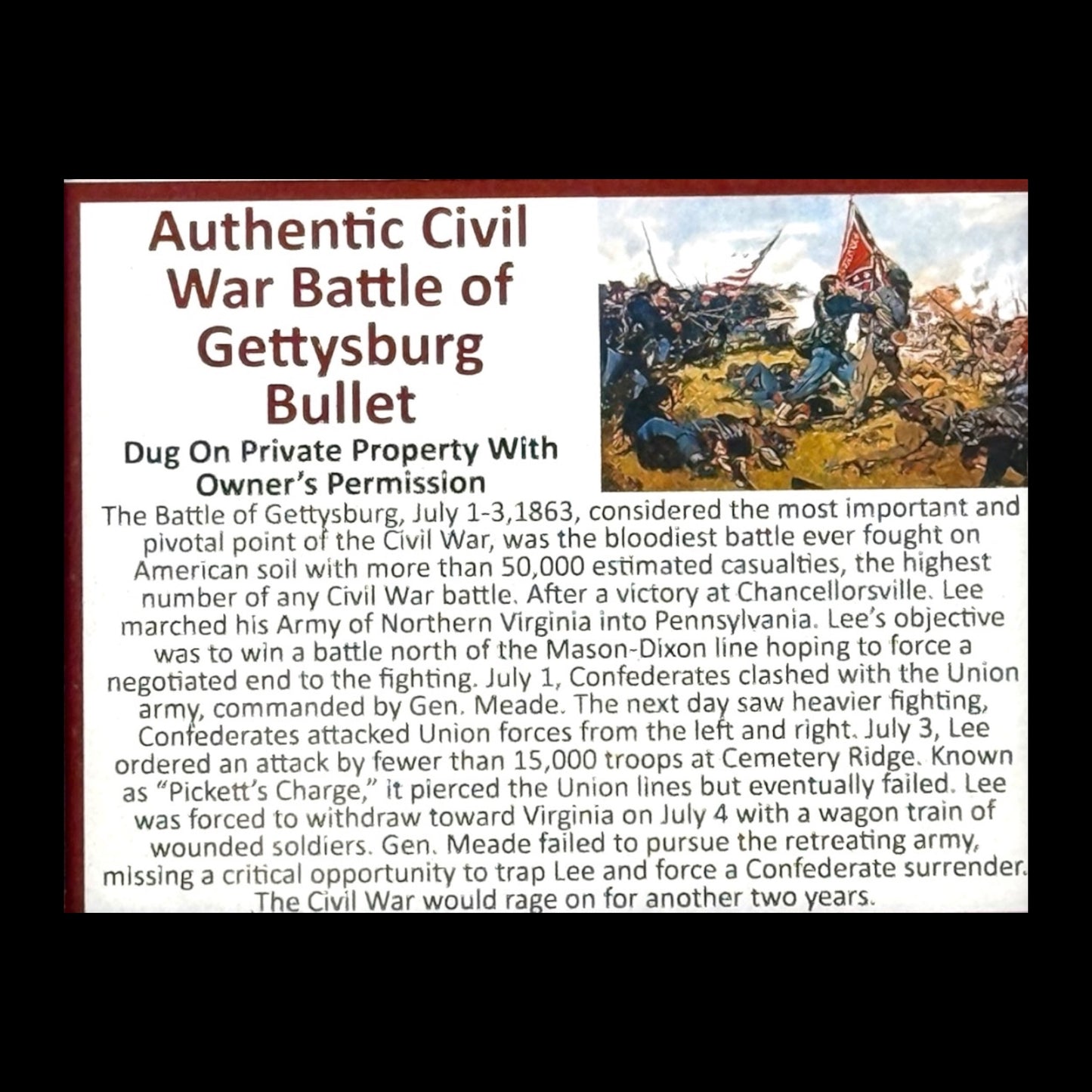 Battle of Gettysburg Bullet