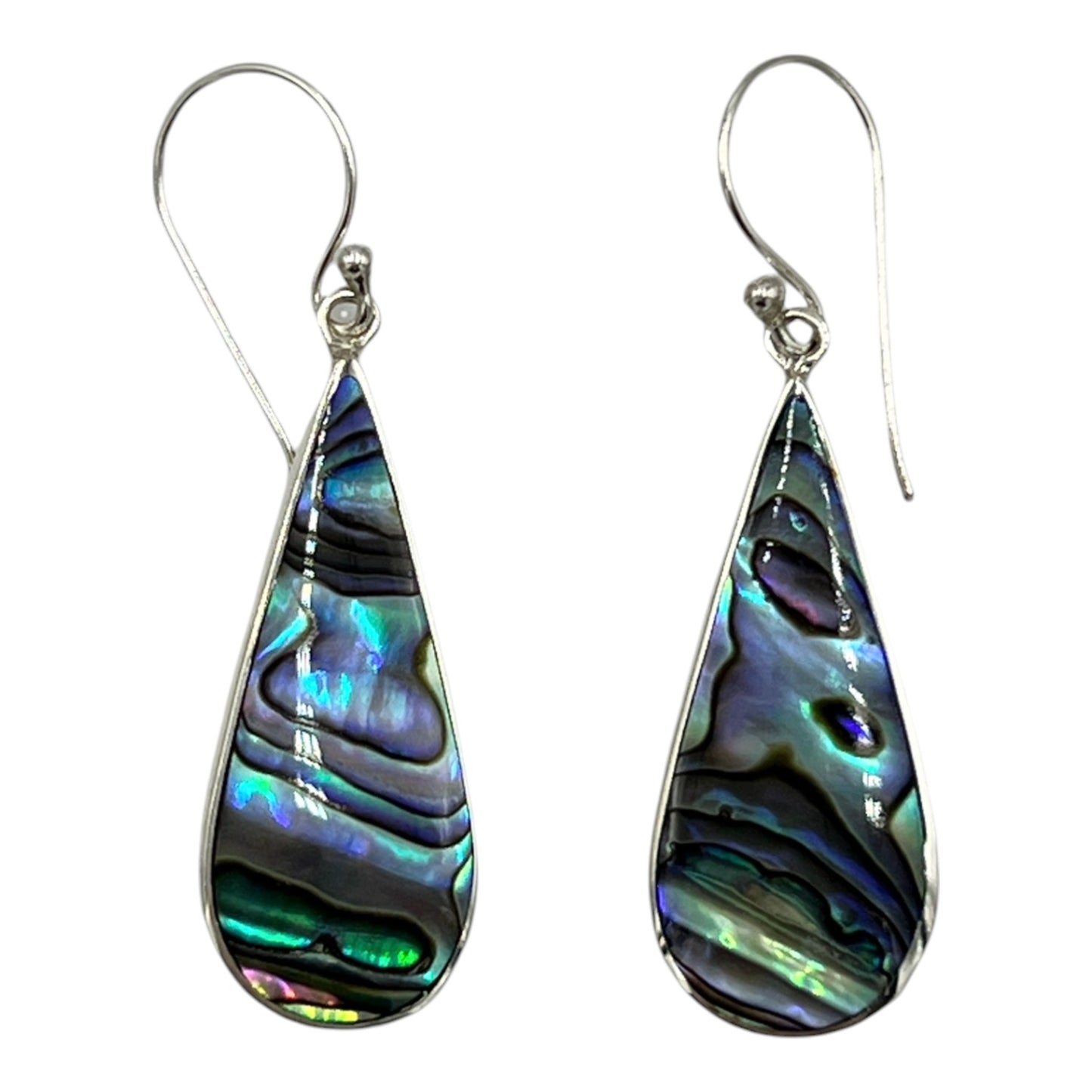 Mother of Pearl Short Teardrop Earrings (Green/Blue)