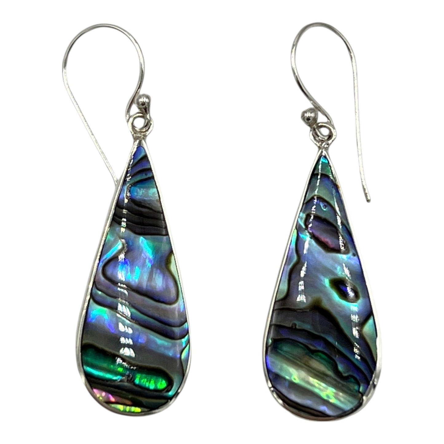 Mother of Pearl Short Teardrop Earrings (Green/Blue)