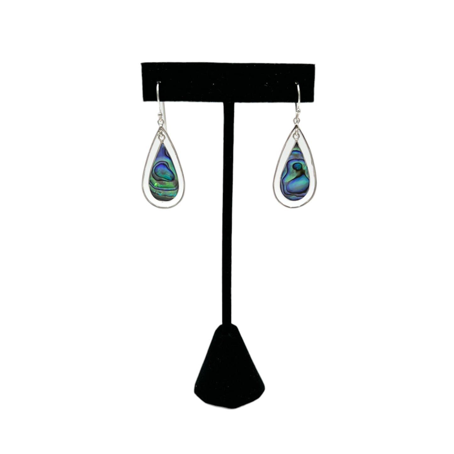 Mother of Pearl Double Teardrop Earrings (Green/Blue)