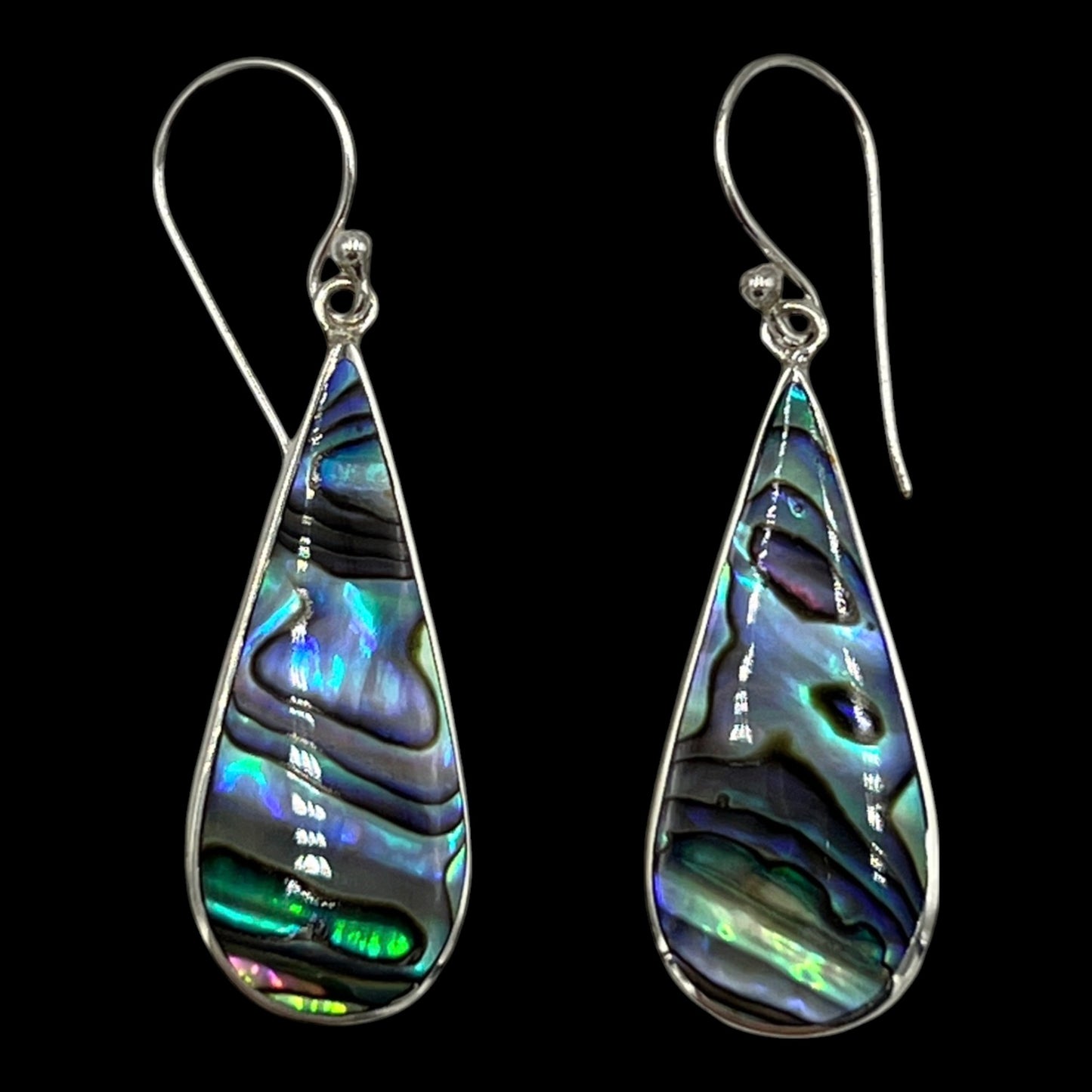 Mother of Pearl Short Teardrop Earrings (Green/Blue)