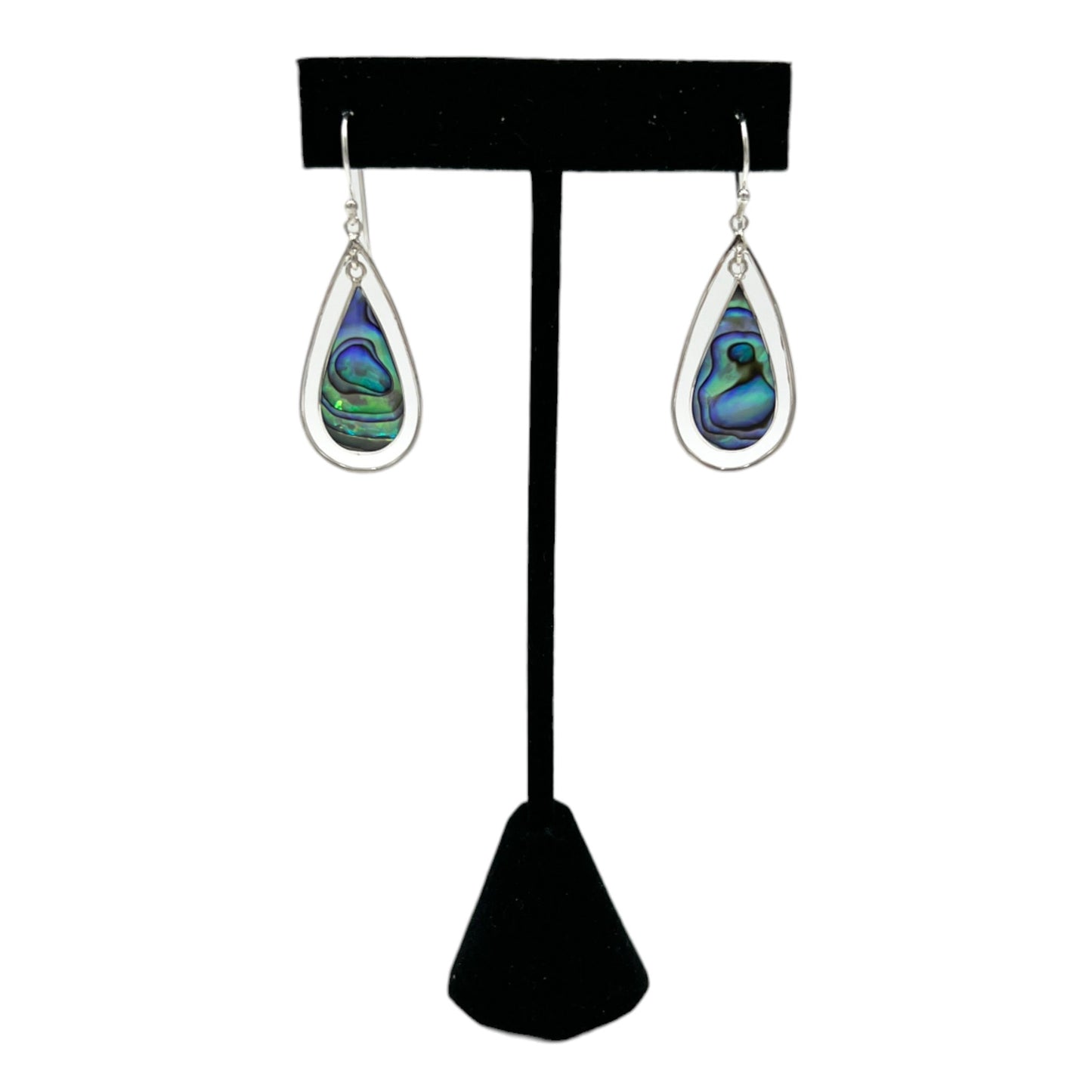 Mother of Pearl Double Teardrop Earrings (Green/Blue)
