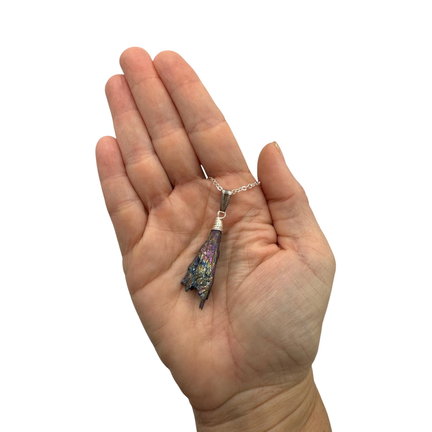 Rainbow Aura Kyanite Necklace