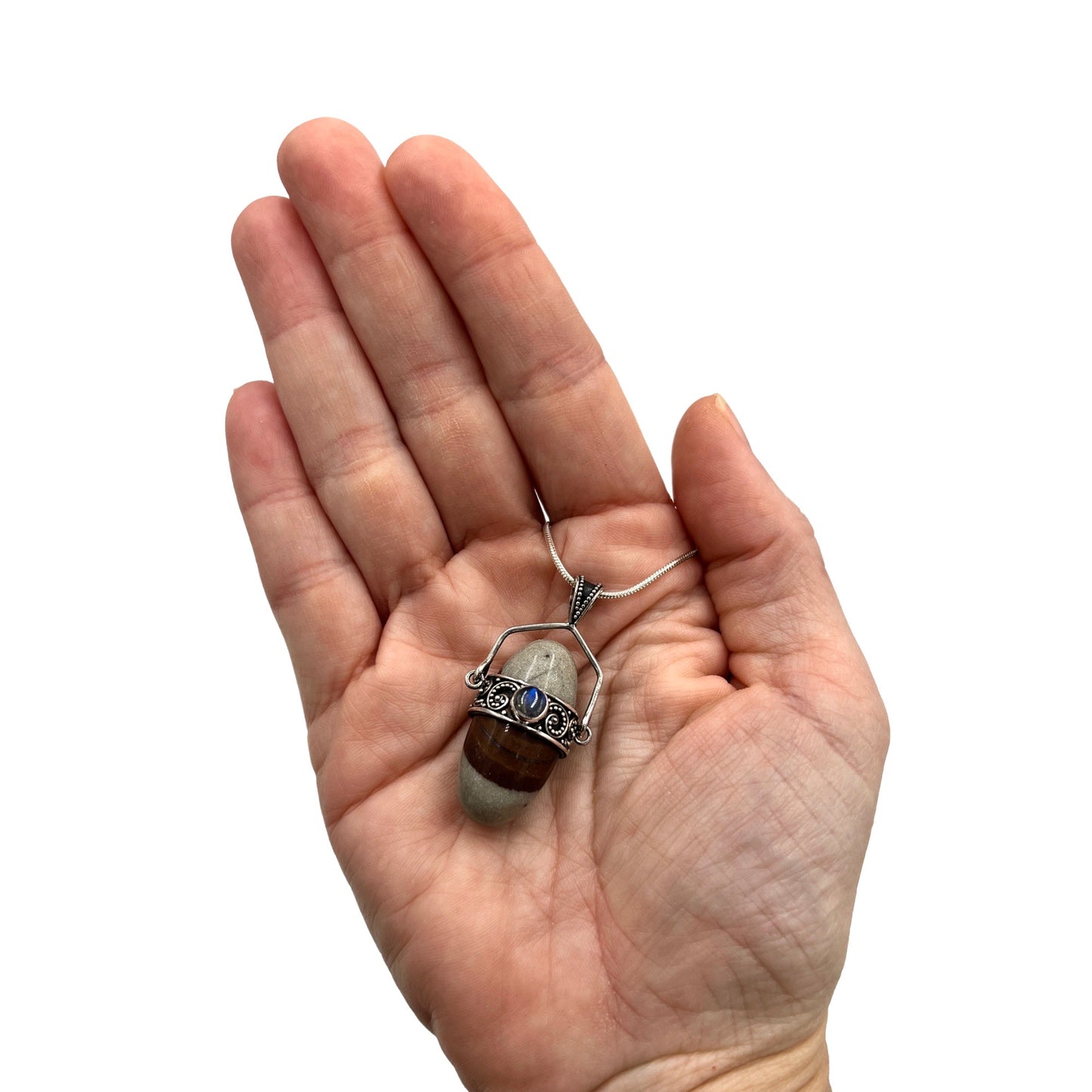 Shiva Lingam Necklace with Labradorite