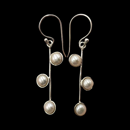 Pearl Earrings on Silver Wire