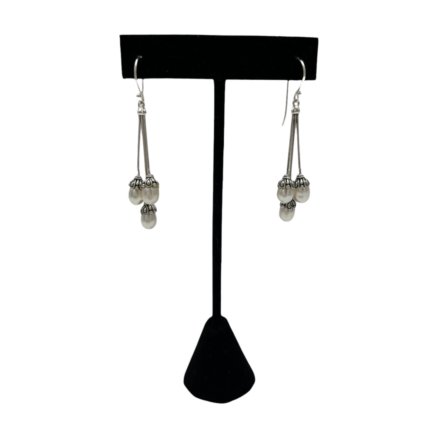 Pearl Earrings on Silver Chains