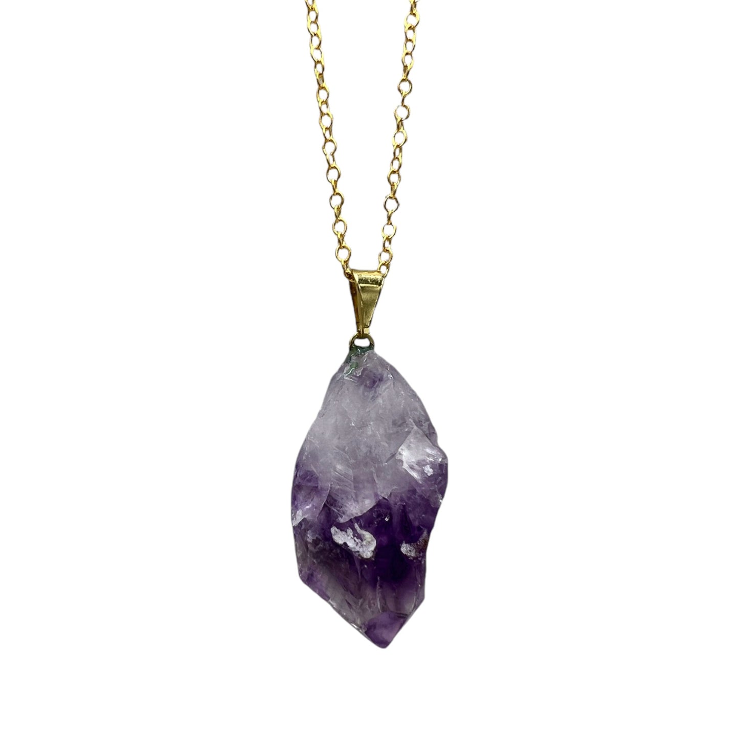 Amethyst Point Necklace (Golden Chain)