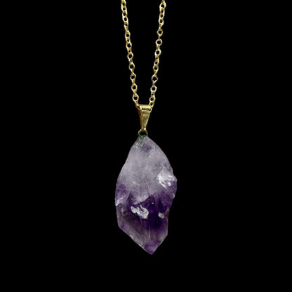 Amethyst Point Necklace (Golden Chain)