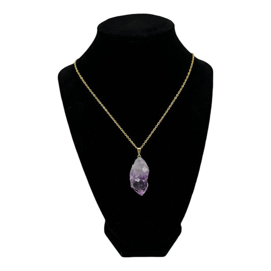 Amethyst Point Necklace (Golden Chain)