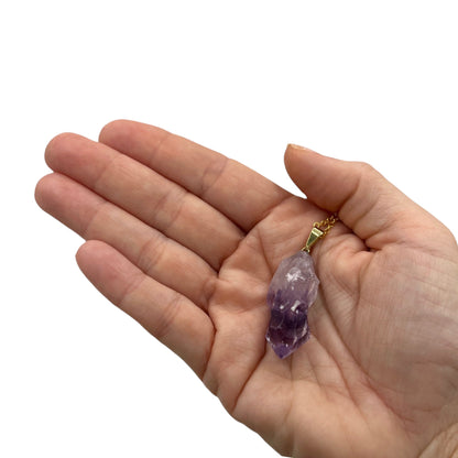 Amethyst Point Necklace (Golden Chain)