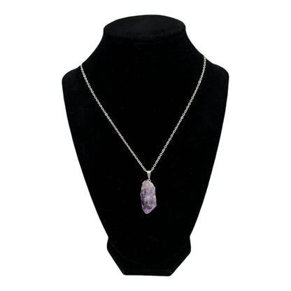 Amethyst Point Necklace (Silver Chain)