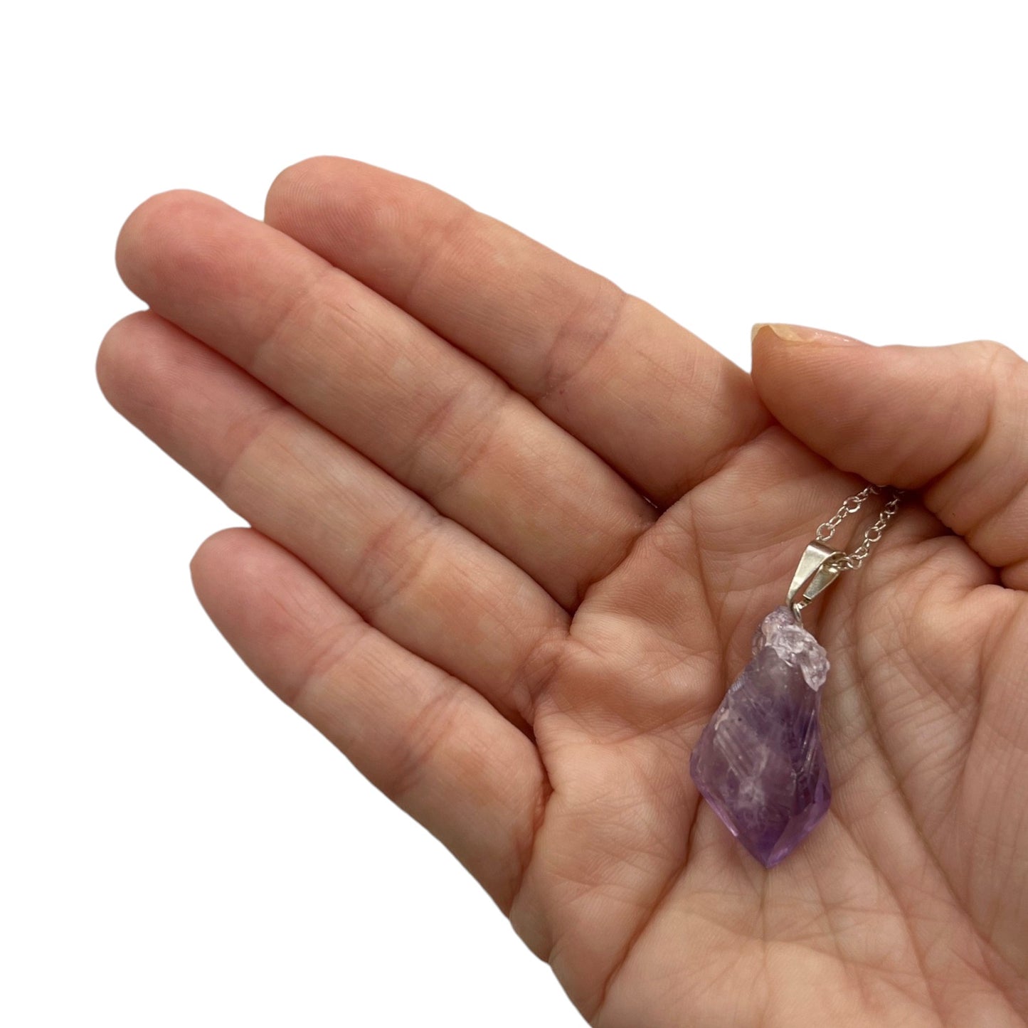 Amethyst Point Necklace (Silver Chain)