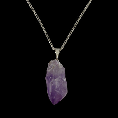 Amethyst Point Necklace (Silver Chain)