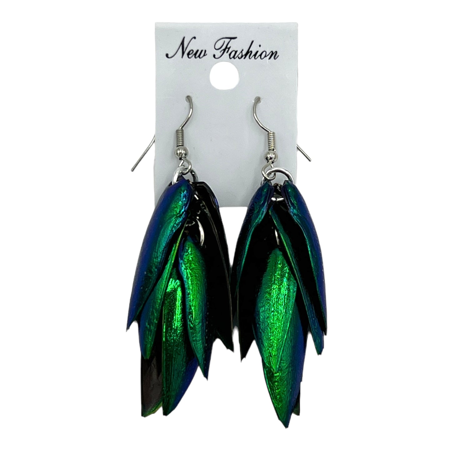 Beetle Wing Cluster Earrings