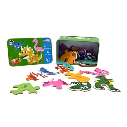 Dinosaur Puzzles in a Tin