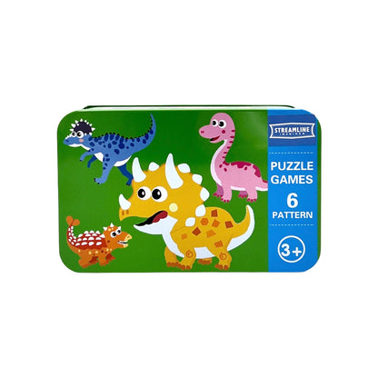 Dinosaur Puzzles in a Tin