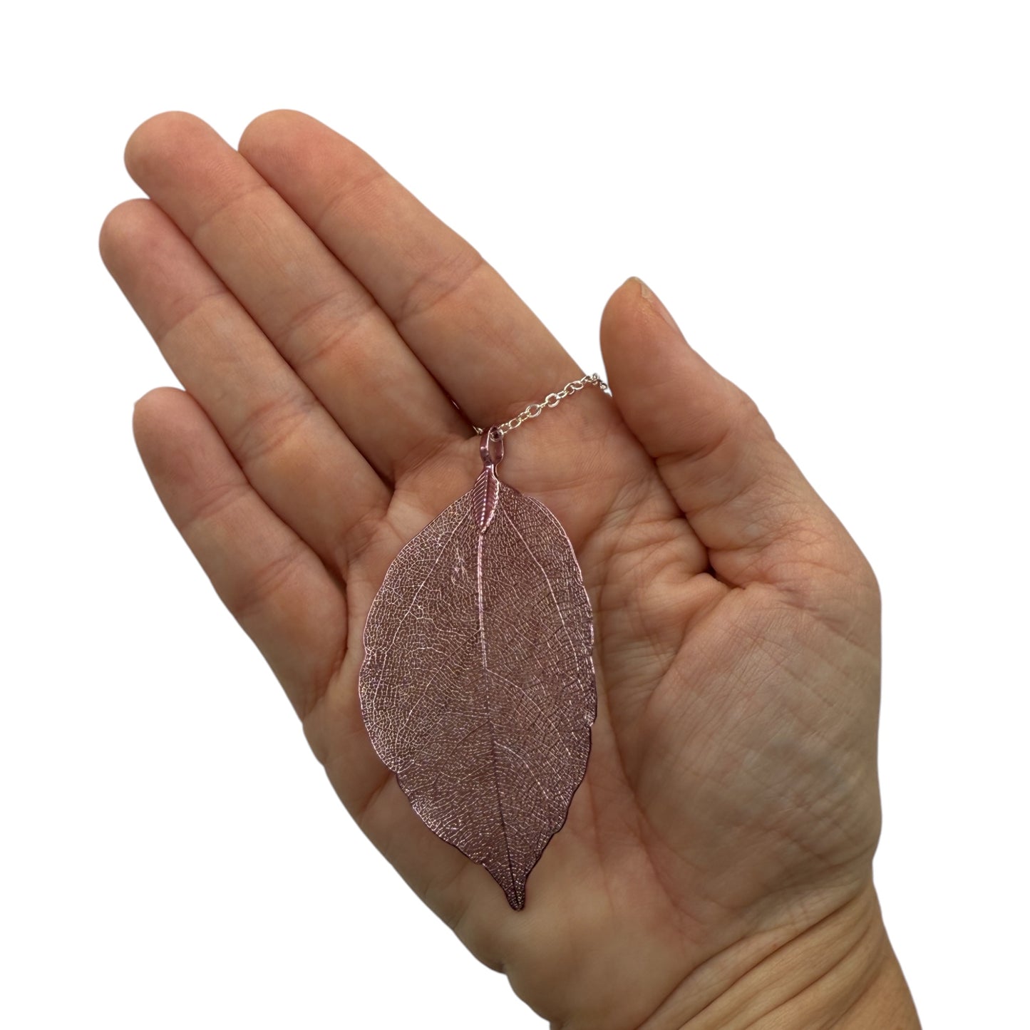 Leaf Necklace (Silver Chain)