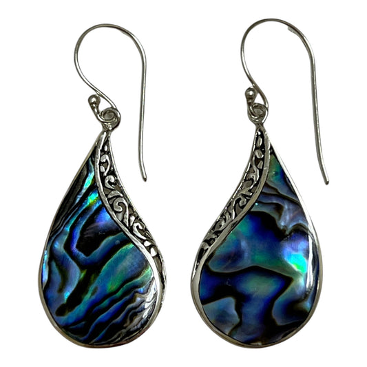 Mother of Pearl Comma Earrings (Green/Blue)