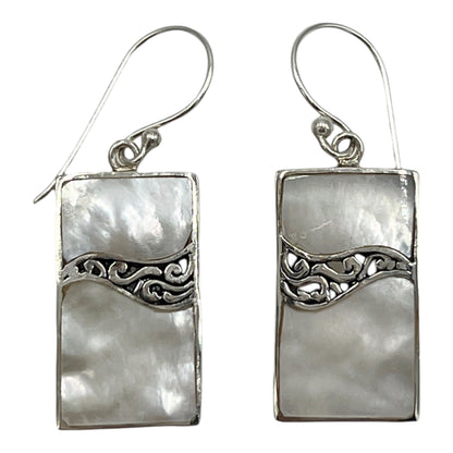 Mother of Pearl Rectangle Earrings (White)