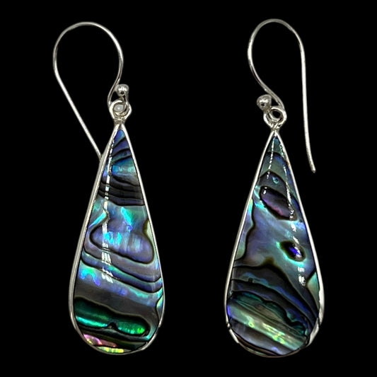 Mother of Pearl Short Teardrop Earrings (Green/Blue)