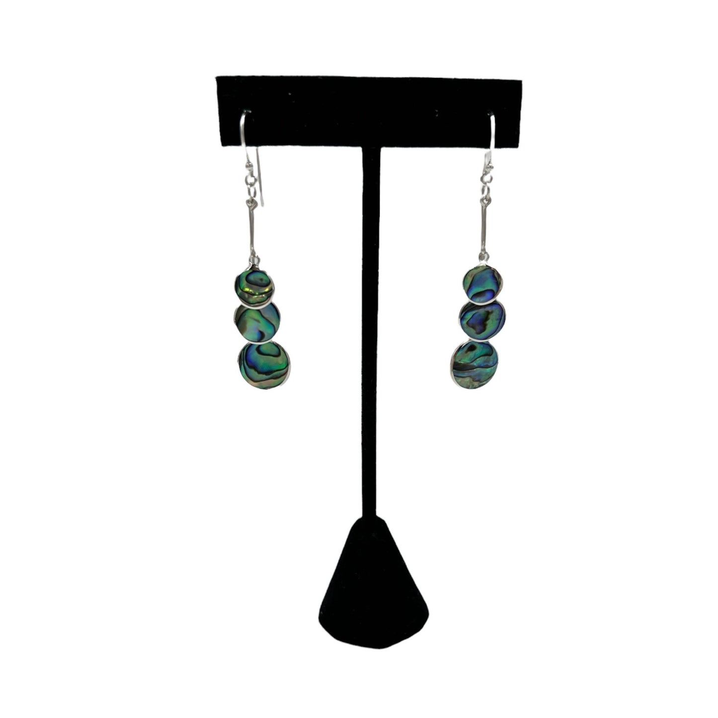 Mother of Pearl Circle Earrings (Green/Blue)