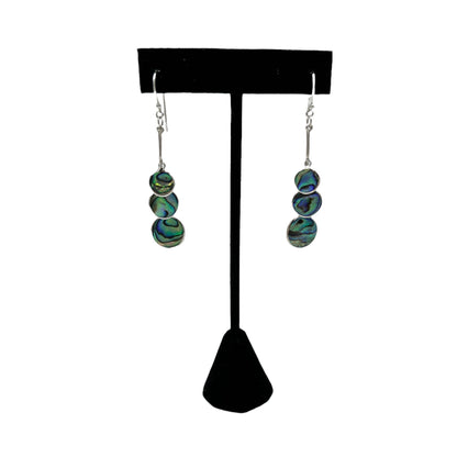 Mother of Pearl Circle Earrings (Green/Blue)