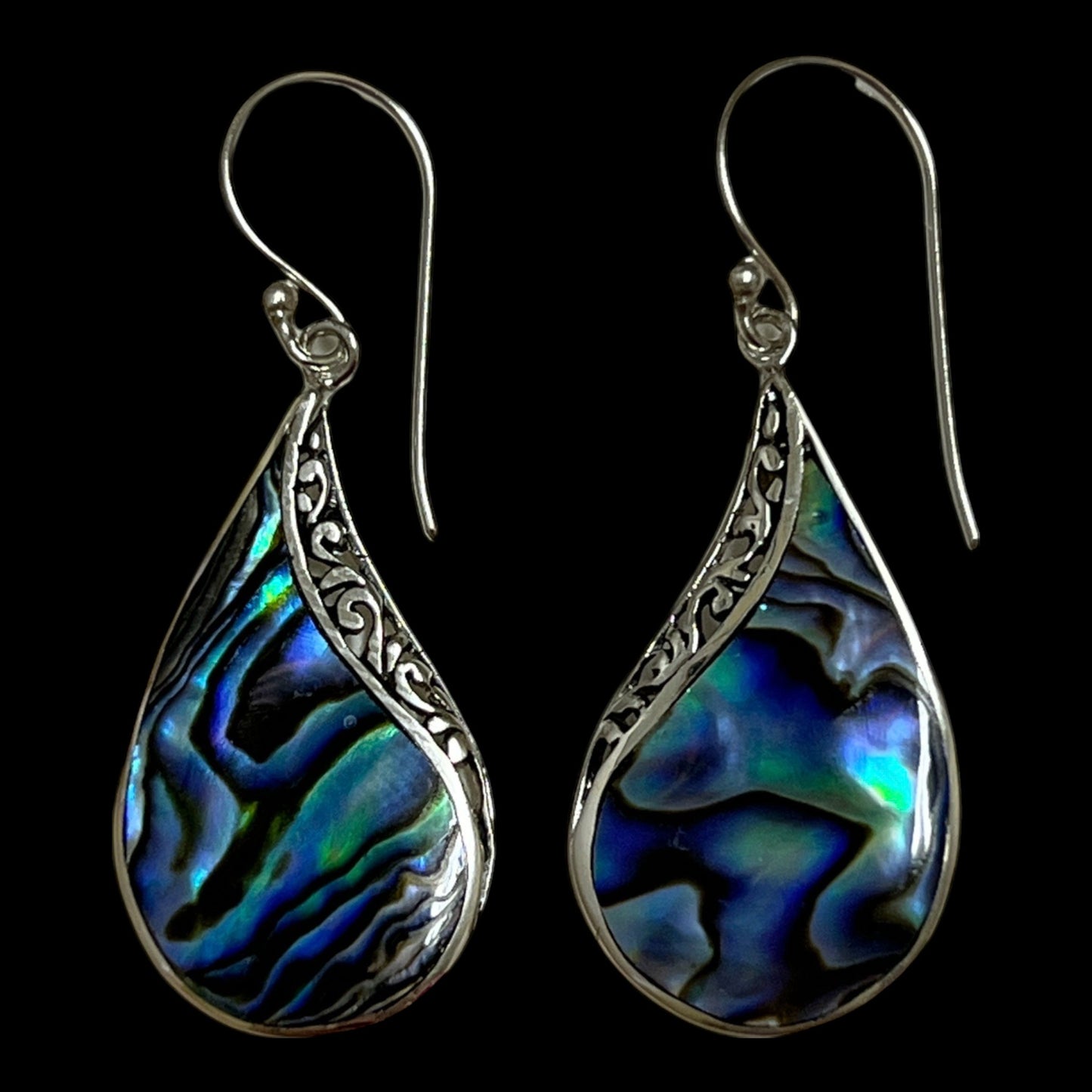 Mother of Pearl Comma Earrings (Green/Blue)