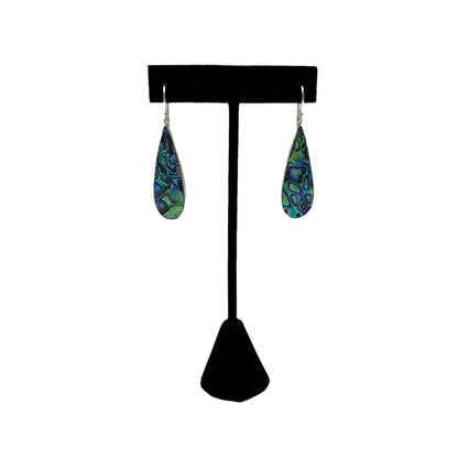 Mother of Pearl Long Teardrop Earrings (Green/Blue)