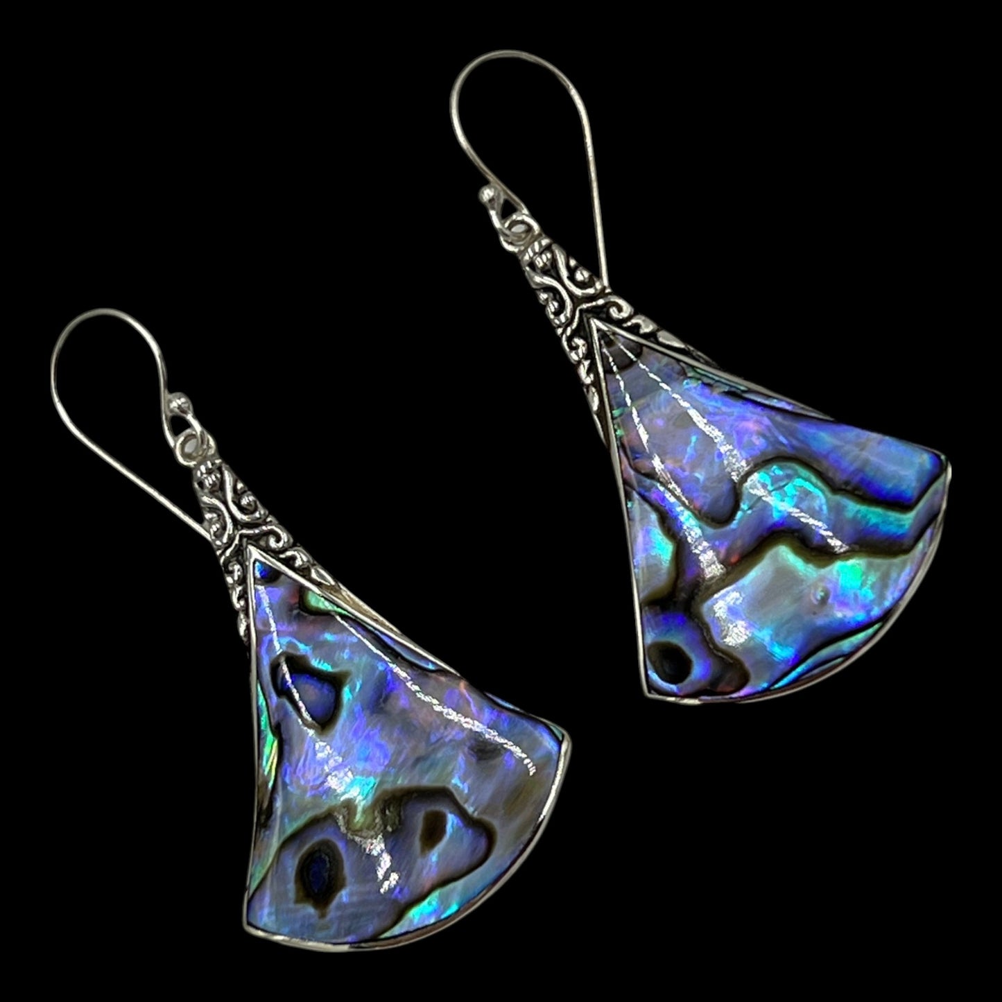 Mother of Pearl Bell Earrings (Blue)