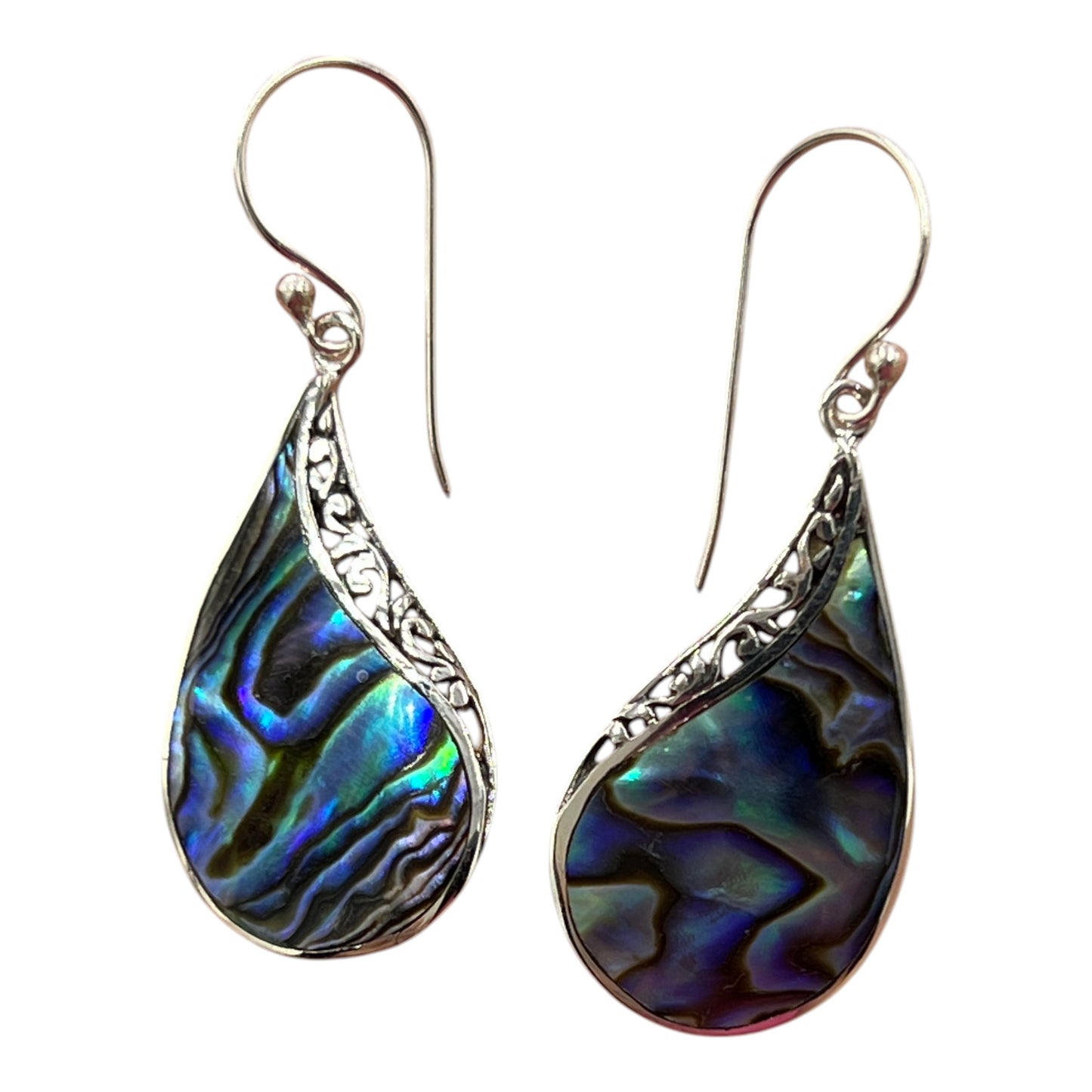 Mother of Pearl Comma Earrings (Green/Blue)