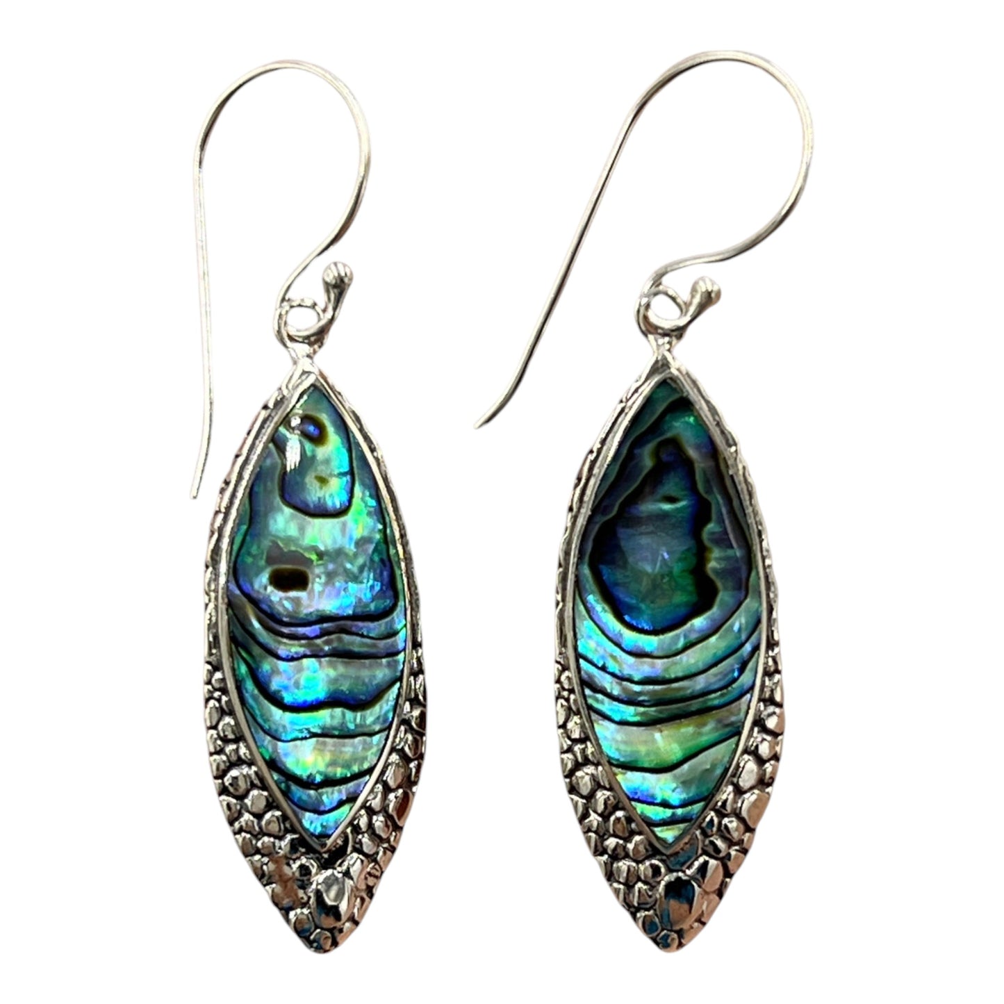 Mother of Pearl Pointed Oval Earrings (Green/Blue)