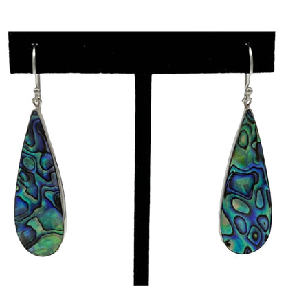 Mother of Pearl Long Teardrop Earrings (Green/Blue)