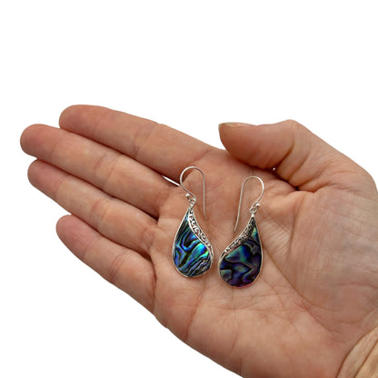 Mother of Pearl Comma Earrings (Green/Blue)