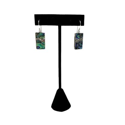 Mother of Pearl Rectangle Earrings (Green/Blue)