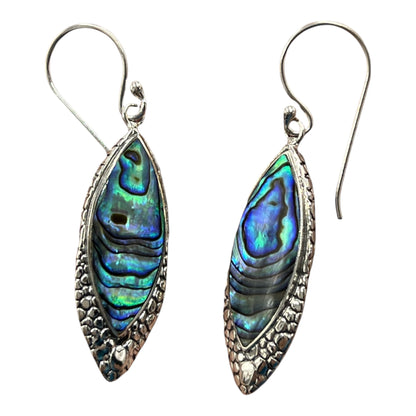 Mother of Pearl Pointed Oval Earrings (Green/Blue)