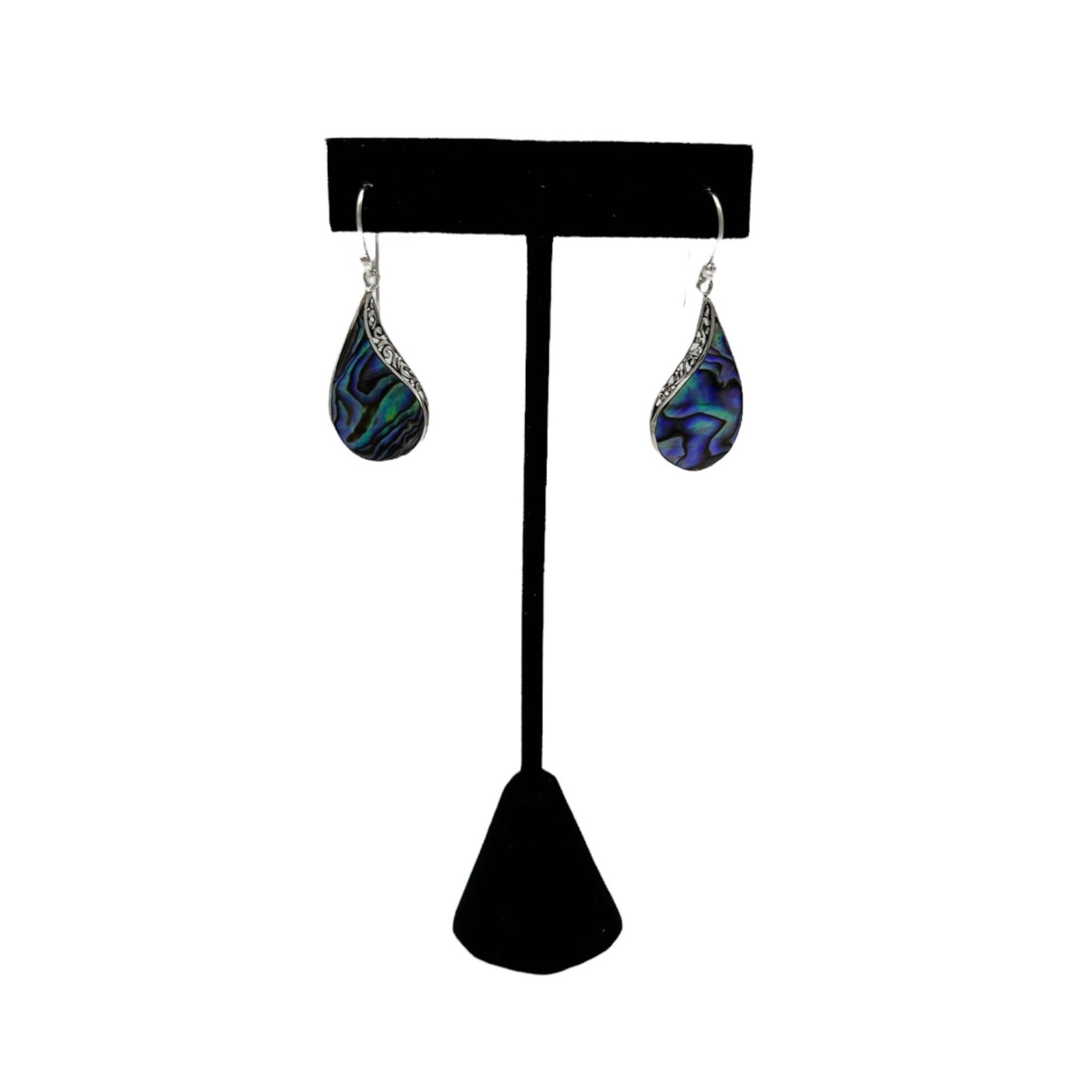 Mother of Pearl Comma Earrings (Green/Blue)