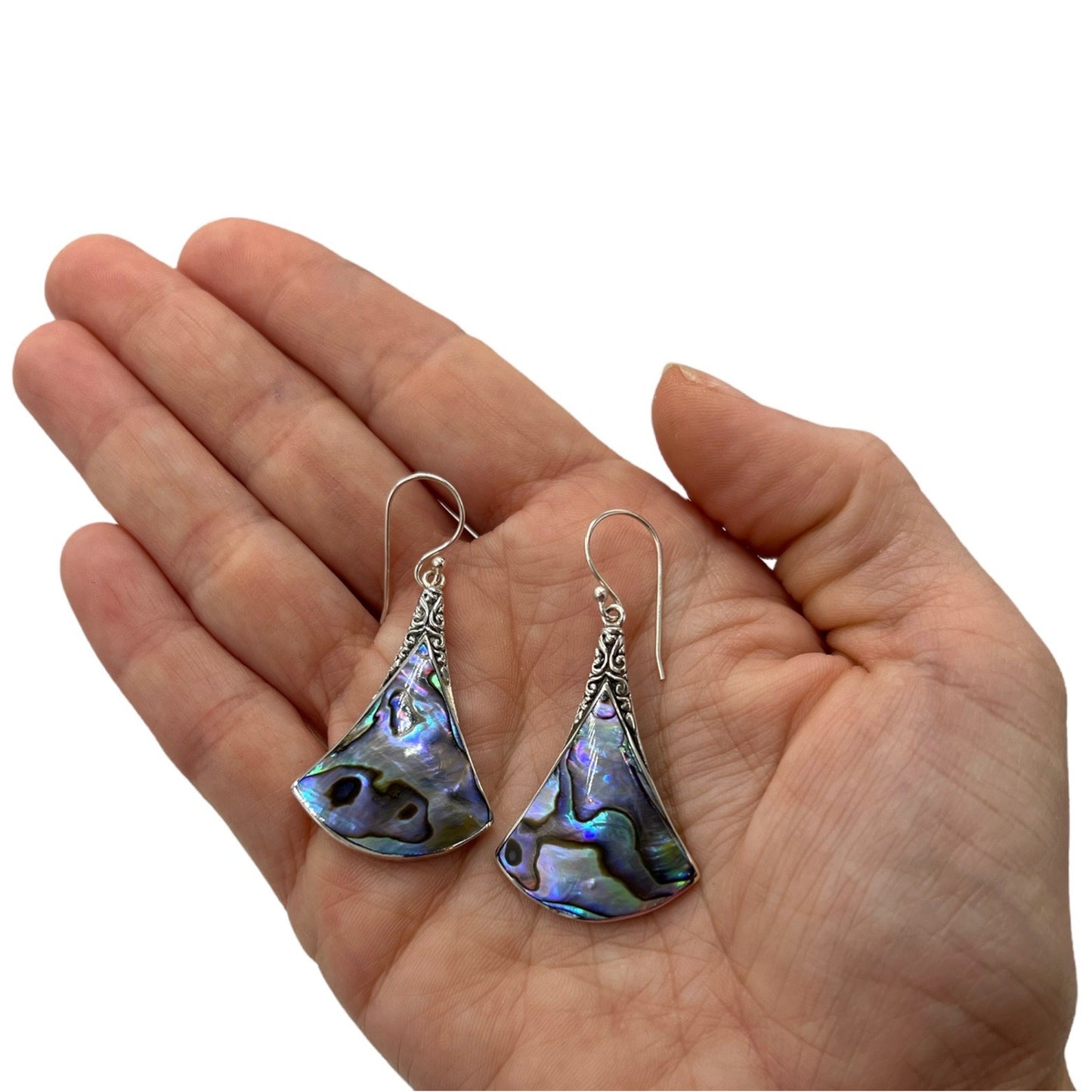 Mother of Pearl Bell Earrings (Blue)