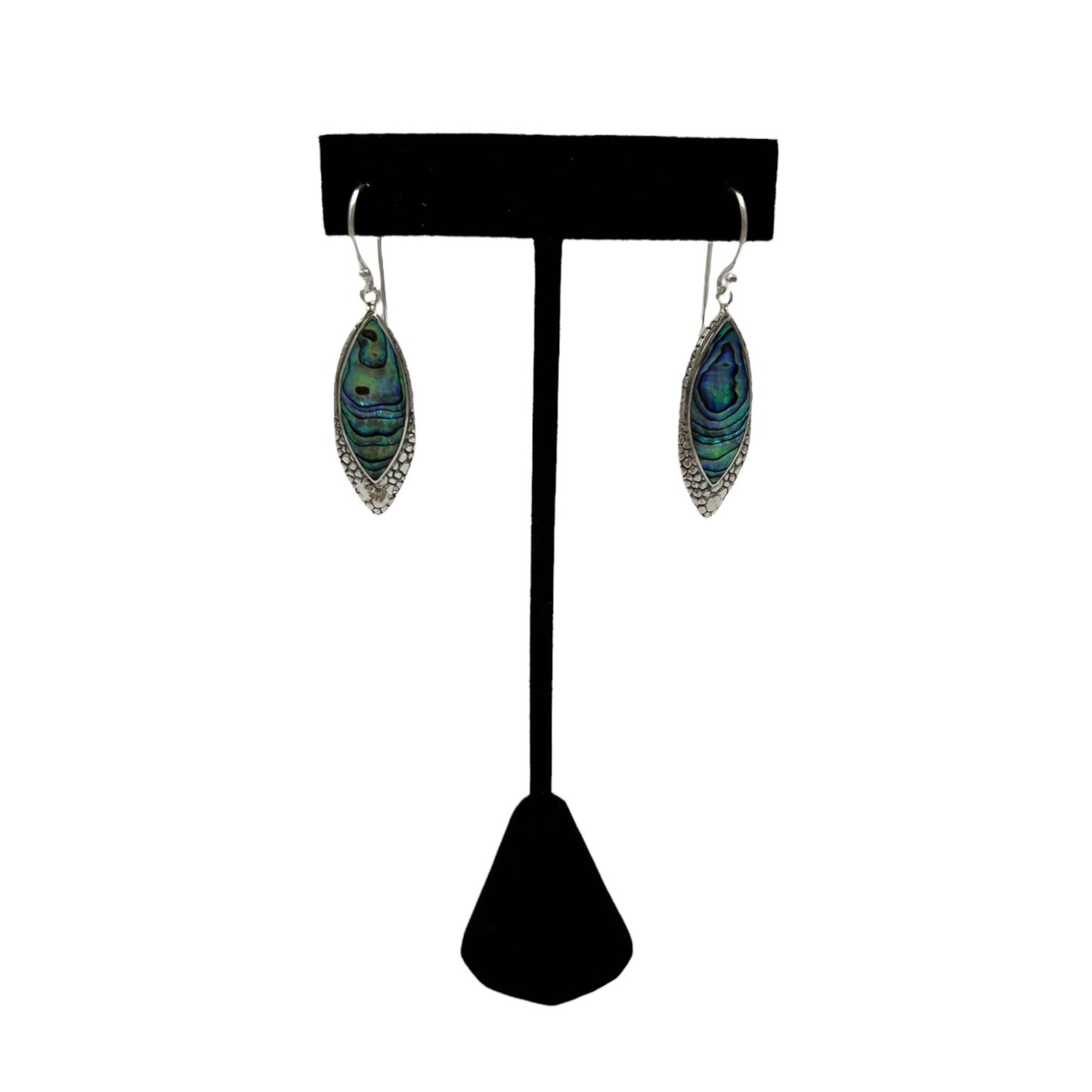 Mother of Pearl Pointed Oval Earrings (Green/Blue)