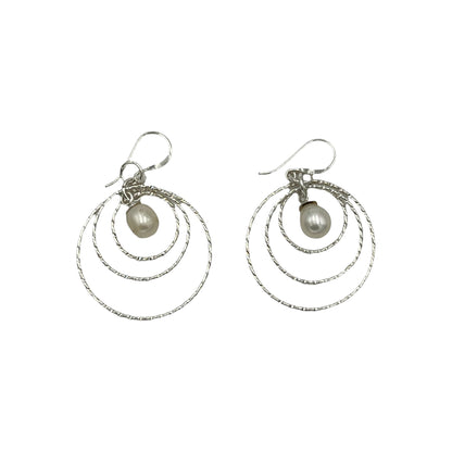 Pearl Earrings with Silver Hoops