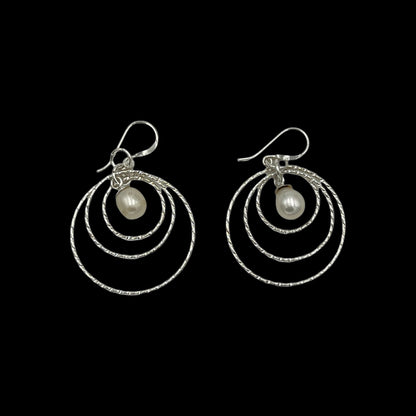 Pearl Earrings with Silver Hoops