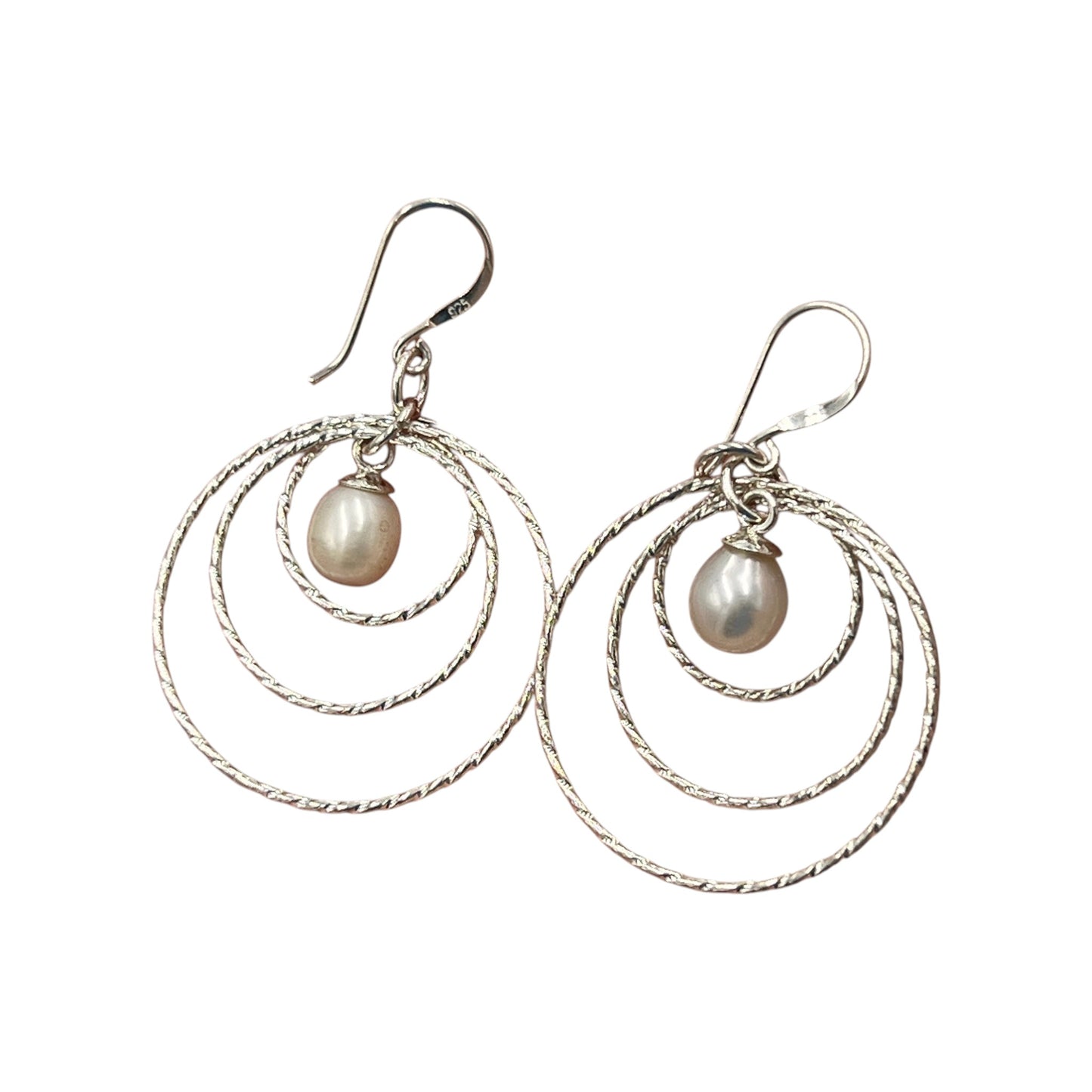 Pearl Earrings with Silver Hoops