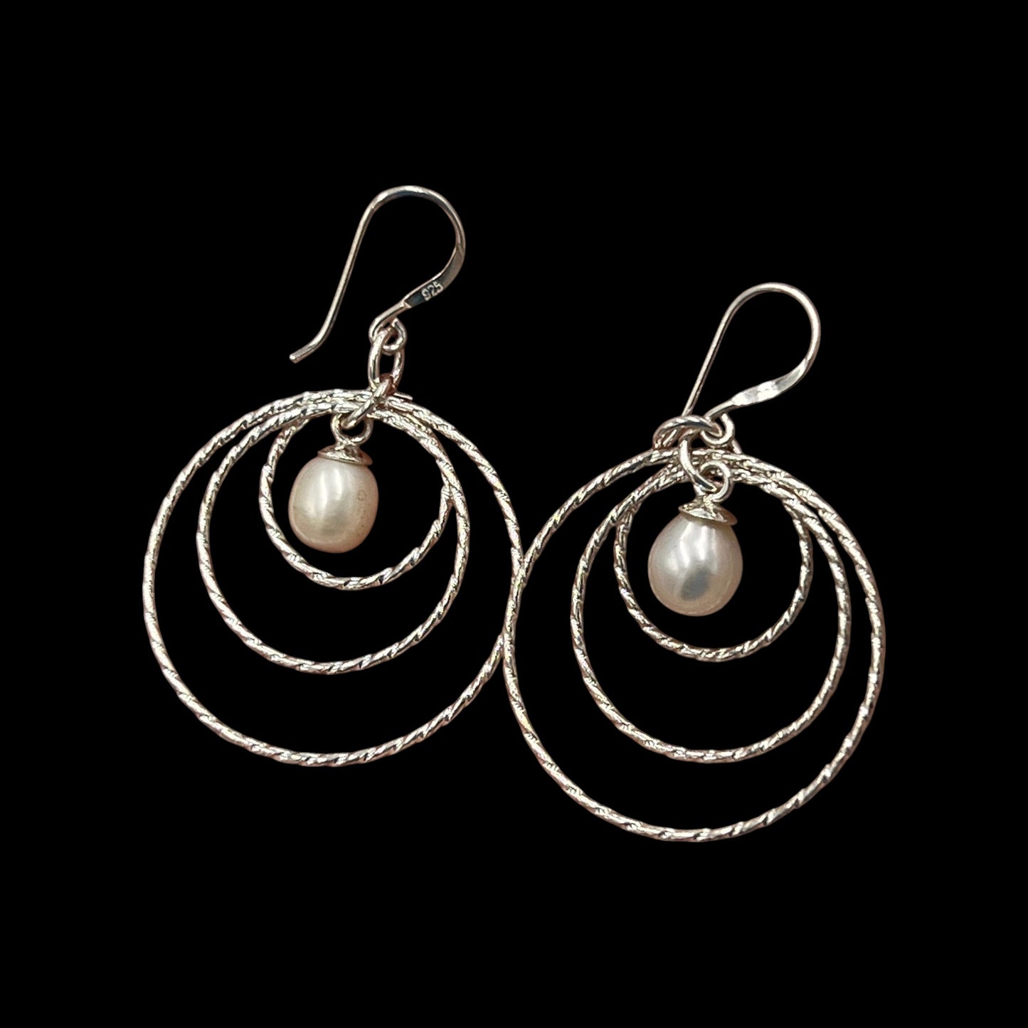 Pearl Earrings with Silver Hoops