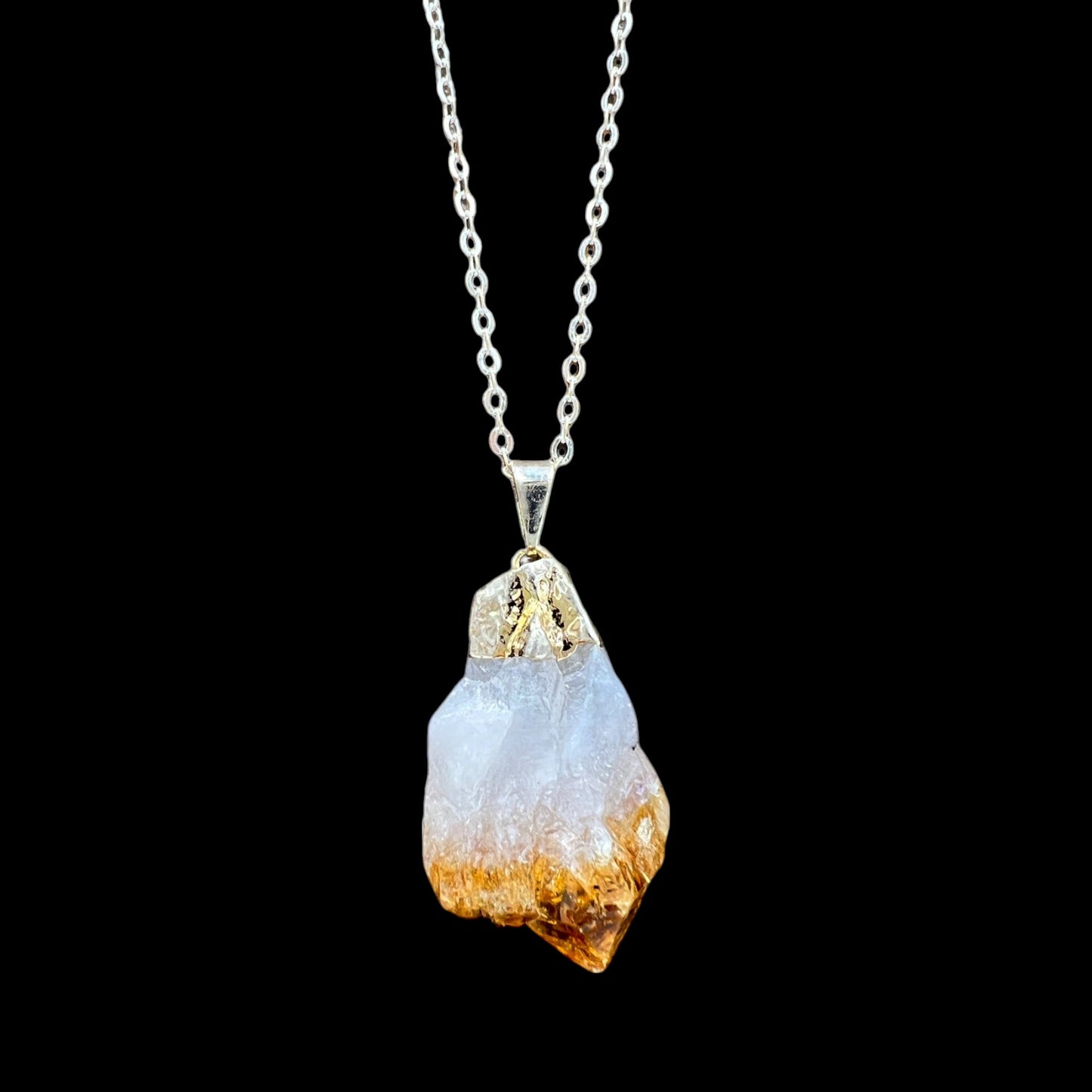 Citrine Necklace (Silver Chain)