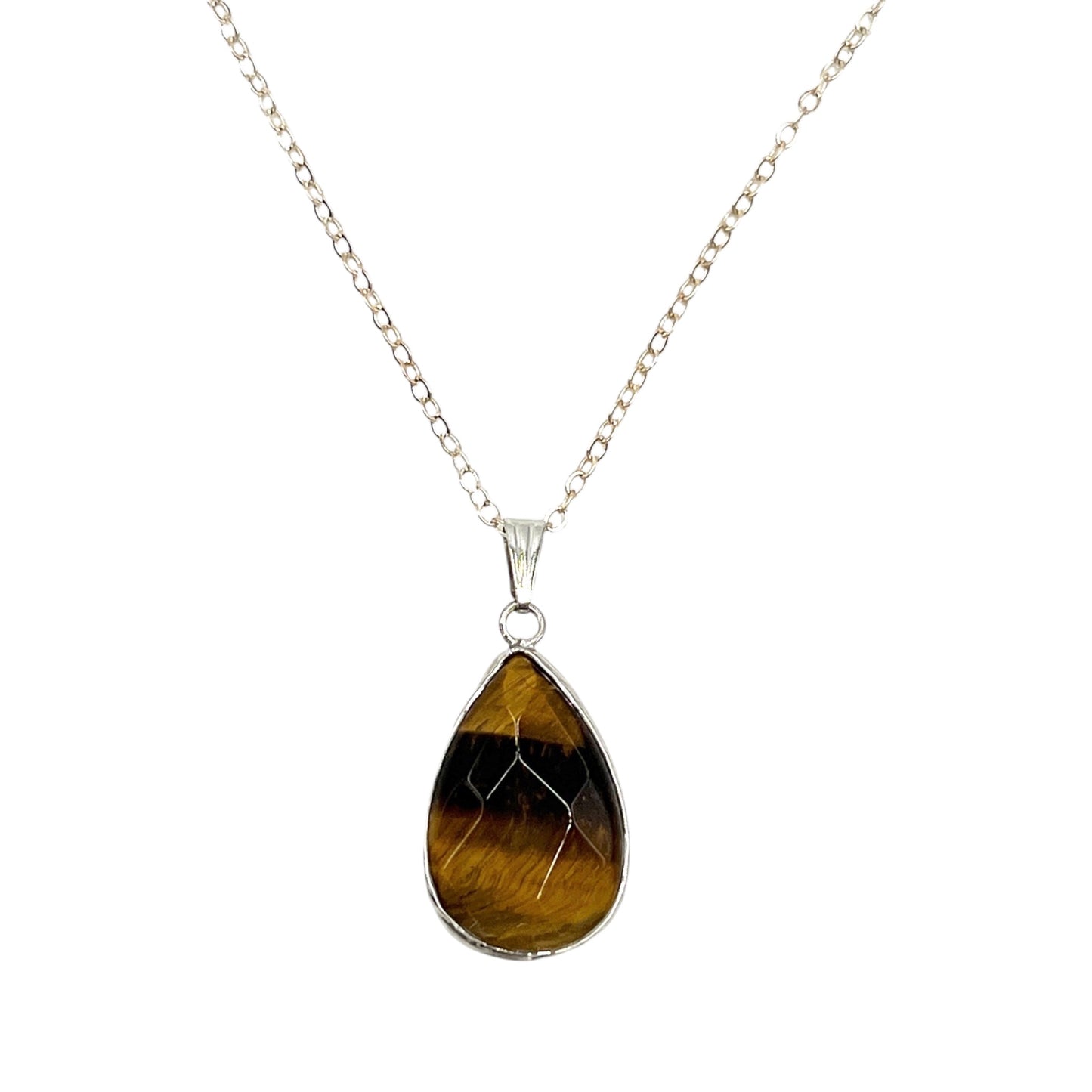 Tiger's Eye Teardrop Necklace