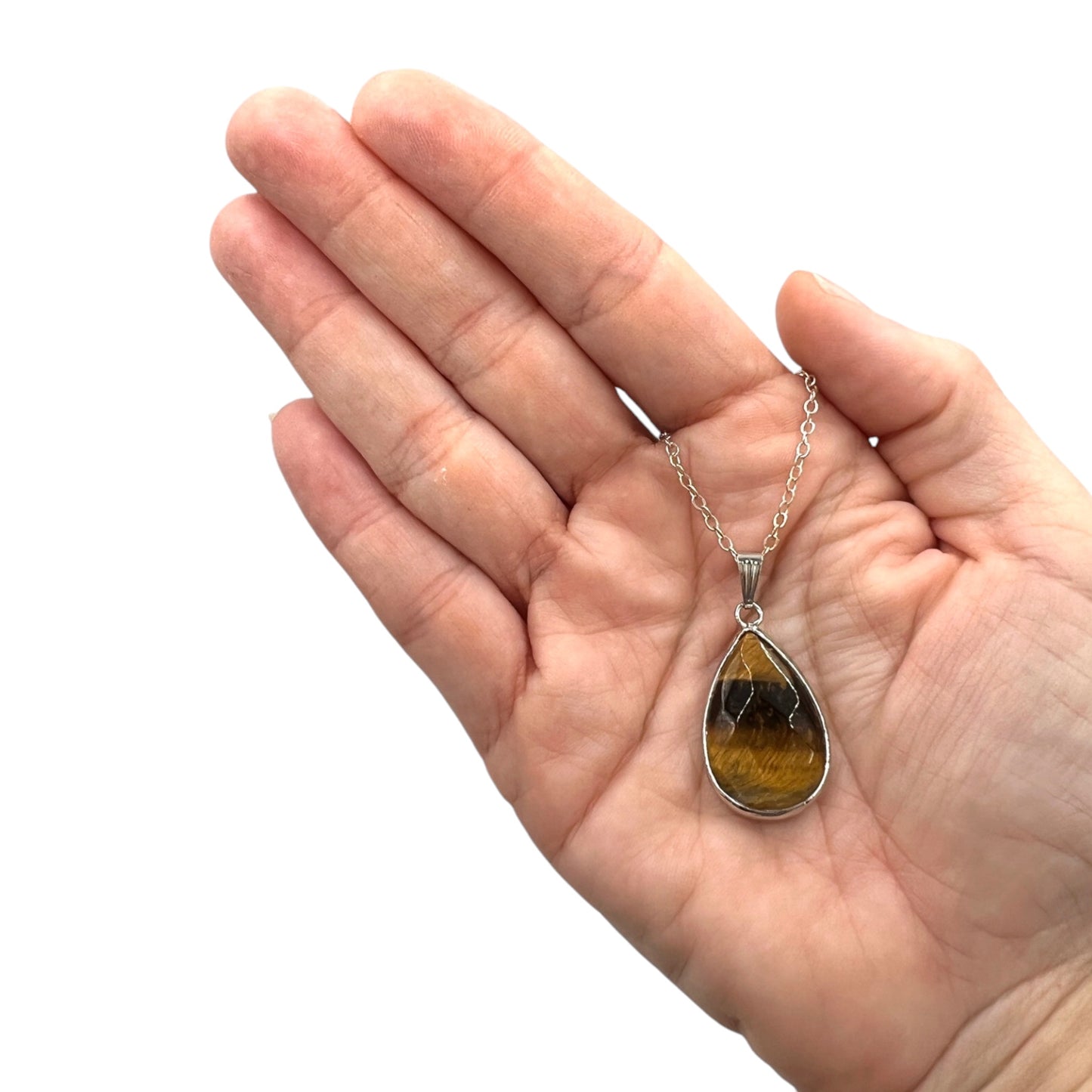 Tiger's Eye Teardrop Necklace