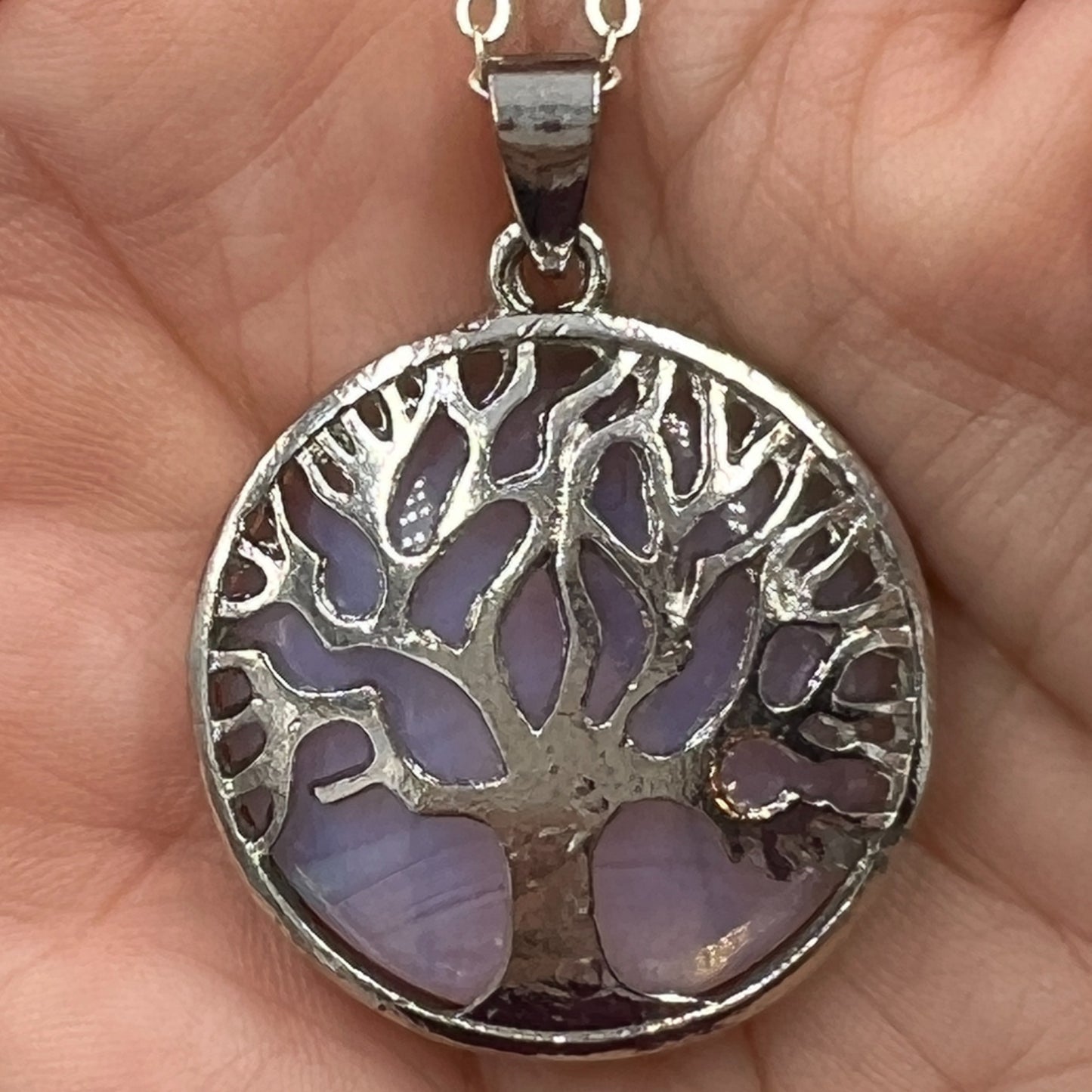 Gemstone Disk Tree Necklace