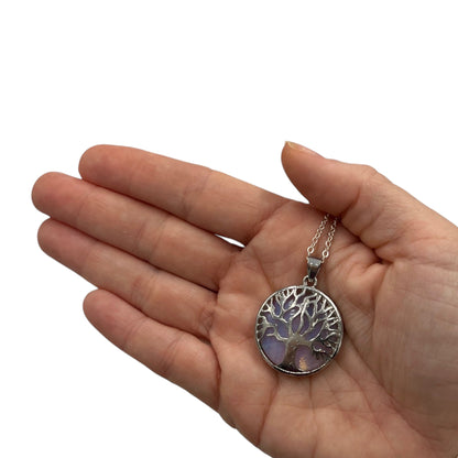 Gemstone Disk Tree Necklace