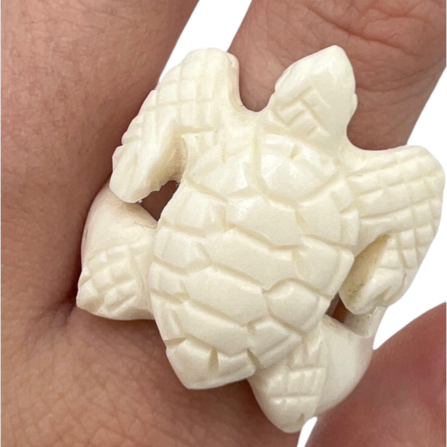 Carved Bone Turtle Ring (Size 9)