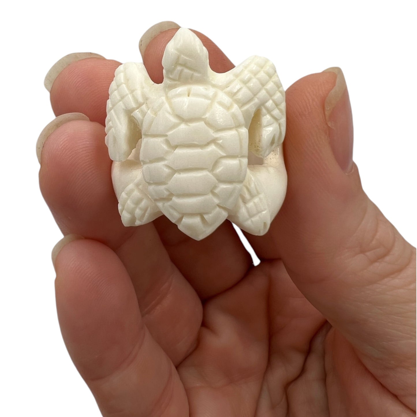 Carved Bone Turtle Ring (Size 9)